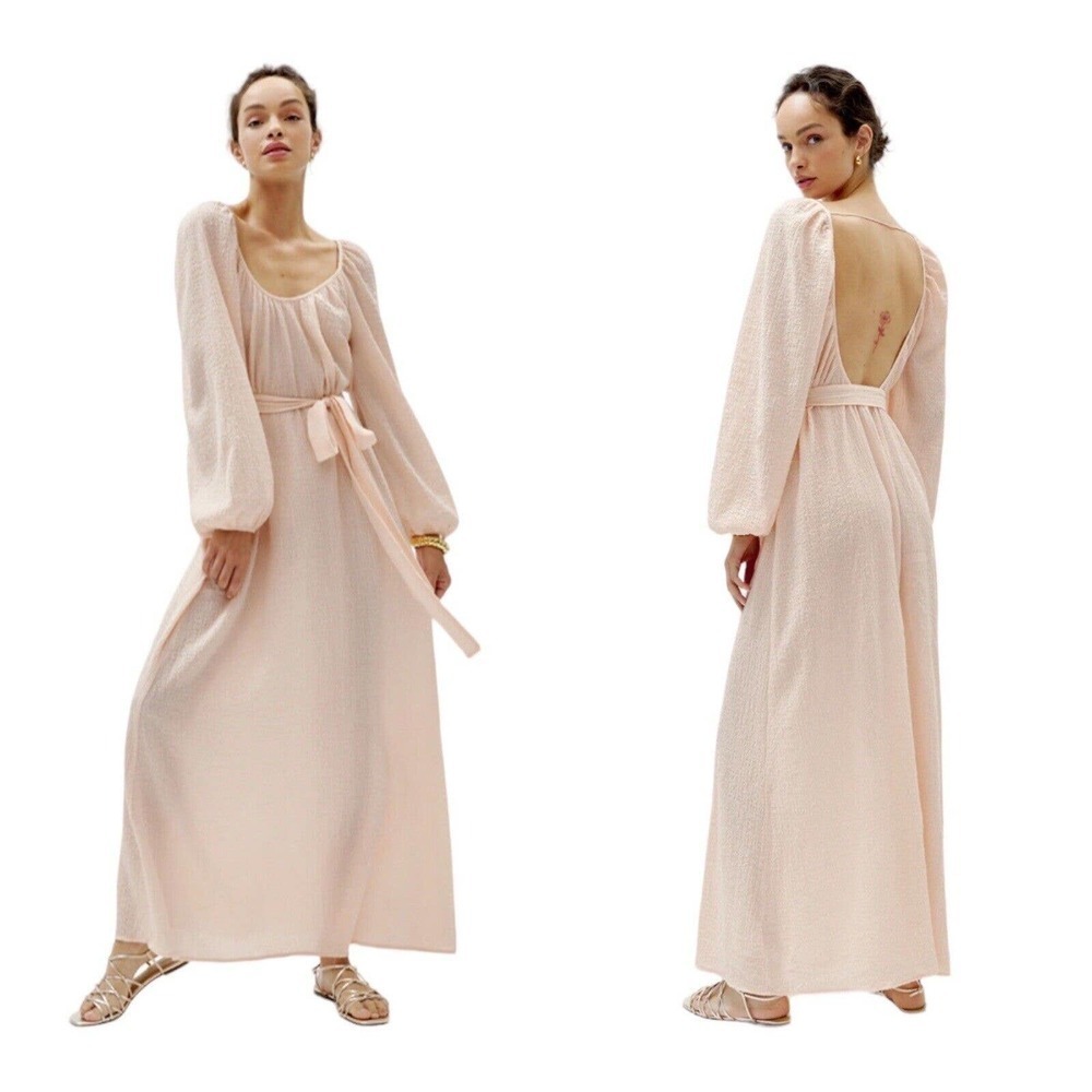 Reformation Milana Maxi Dress Womens Size 6 Blush Textured Gauze $248 NWT